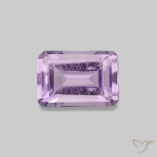 Amatista Violeta rosado natural de 0.48 ct, corte esmeralda, VS
