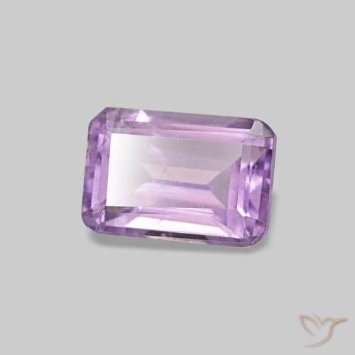 Amatista violeta natural de 0,58 ct, corte esmeralda, VS
