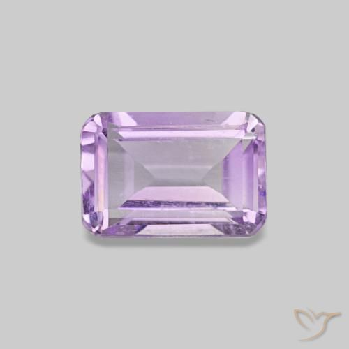 Amatista violeta medio natural de 0,54 ct, corte esmeralda, VS