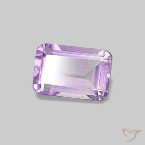 Amatista violeta medio natural de 0,54 ct, corte esmeralda, VS