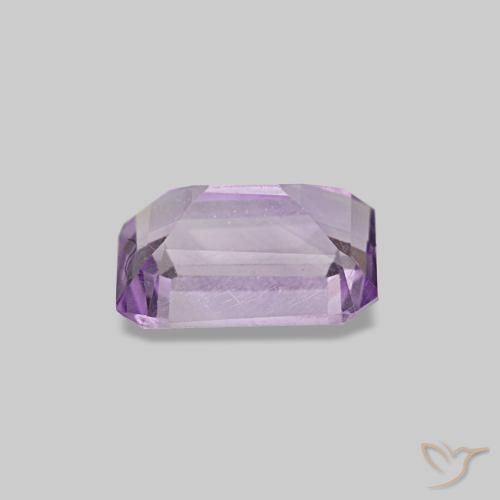 Amatista Violeta claro natural de 0.57 ct, corte esmeralda, VS
