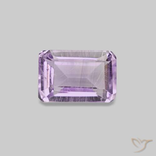 Amatista violeta natural de 0,63 ct, corte esmeralda, VS-SI