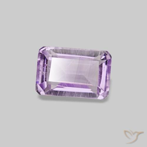 Amatista violeta natural de 0,63 ct, corte esmeralda, VS-SI