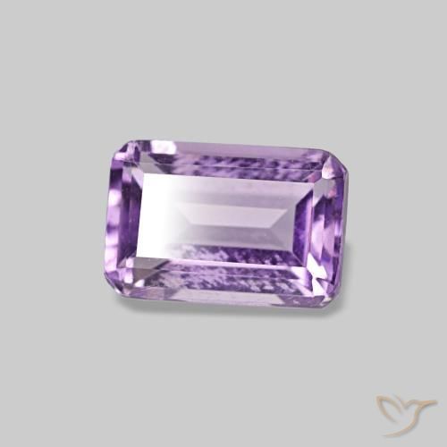 Amatista Violeta oscuro natural de 0.54 ct, corte esmeralda, VS