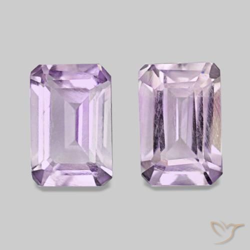 Amatista violeta rosado claro de 1,10 ct, corte esmeralda, VS