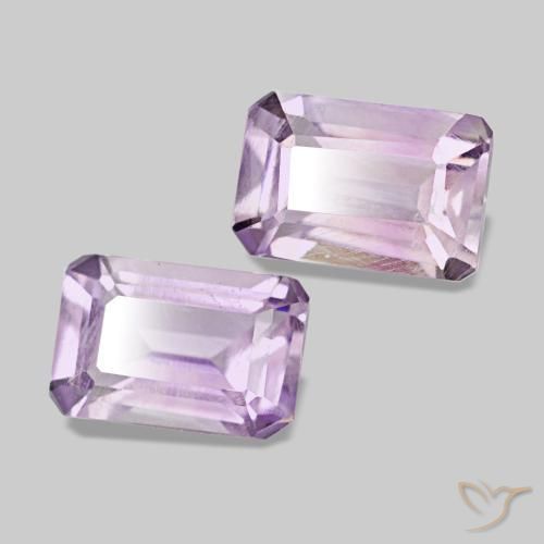 Gemas de amatista violeta rosado claro natural de 1,10 ct, corte esmeralda, VS