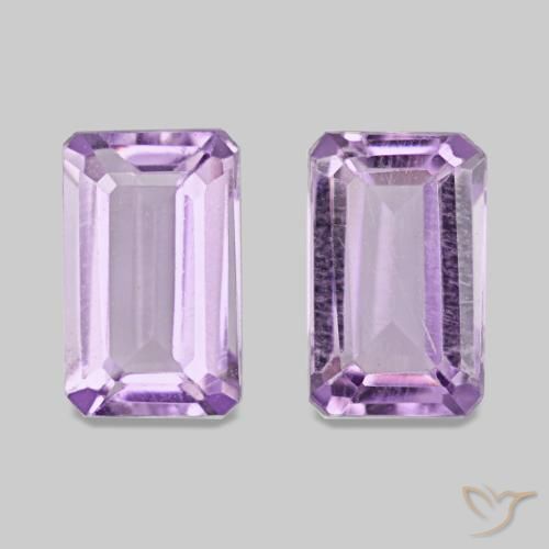 Gemas de amatista violeta rosado natural de 0,60 ct, corte esmeralda, VS
