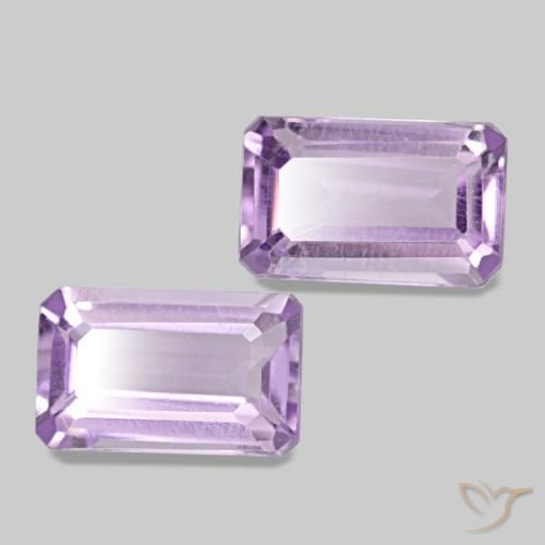 Gemas de amatista violeta rosado natural de 0,60 ct, corte esmeralda, VS