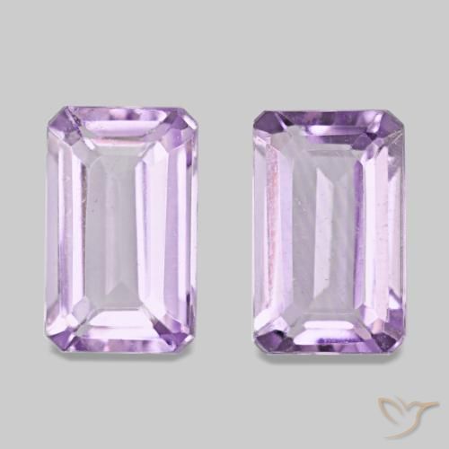 Gemas de Amatista Violeta claro natural de 0.57 ct, corte esmeralda, VS