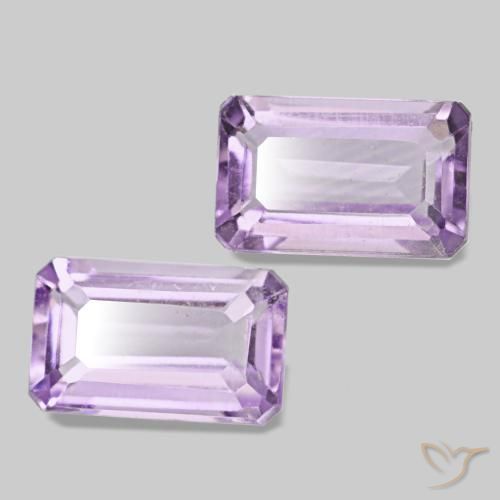 Gemas de Amatista Violeta claro natural de 0.57 ct, corte esmeralda, VS
