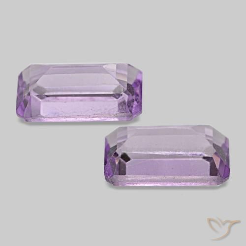 Gemas de Amatista Violeta claro natural de 0.57 ct, corte esmeralda, VS