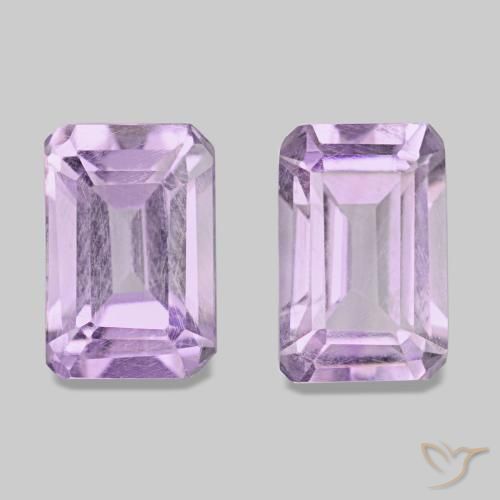 Gemas de Amatista Violeta rosáceo claro natural de 1.14 ct, corte esmeralda, VS
