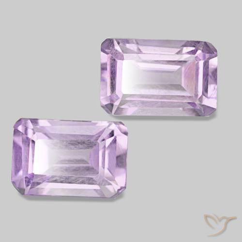 Gemas de Amatista Violeta rosáceo claro natural de 1.14 ct, corte esmeralda, VS