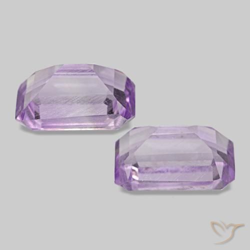 Gemas de Amatista Violeta rosáceo claro natural de 1.14 ct, corte esmeralda, VS