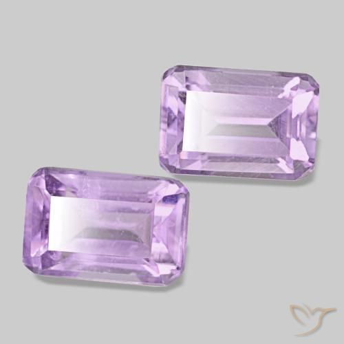 Gemas de Amatista Violeta rosado natural de 1.22 ct, corte esmeralda, VS