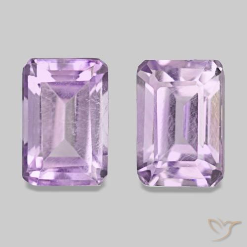 Gemas de Amatista Violeta medio natural de 1.30 ct, corte esmeralda, VS