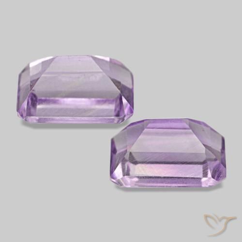 Gemas de Amatista Violeta medio natural de 1.30 ct, corte esmeralda, VS