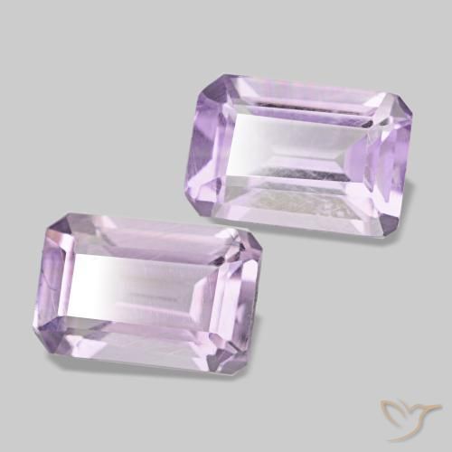 Gemas de Amatista Violeta rosáceo claro natural de 1.03 ct, corte esmeralda, VS