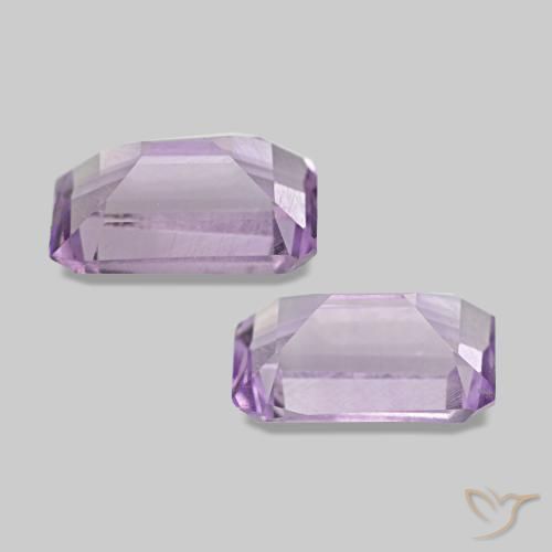 Gemas de Amatista Violeta rosáceo claro natural de 1.03 ct, corte esmeralda, VS