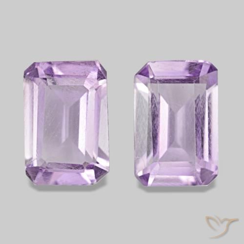 Gemas de amatista violeta rosado claro natural de 0,92 ct, corte esmeralda, VS