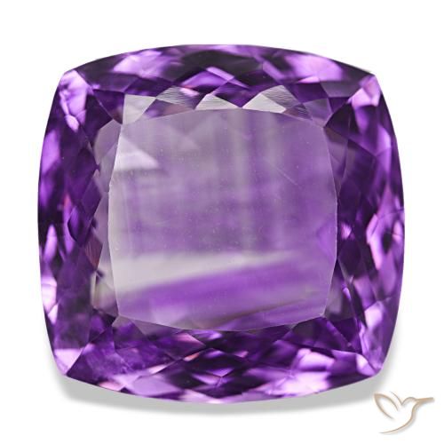 Amatista Violeta medio natural de 38.32 ct, Corte Cojín, VVS-VS