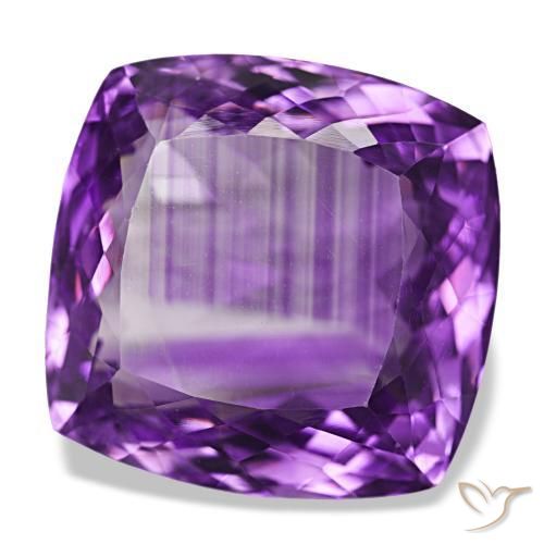 Amatista Violeta medio natural de 38.32 ct, Corte Cojín, VVS-VS