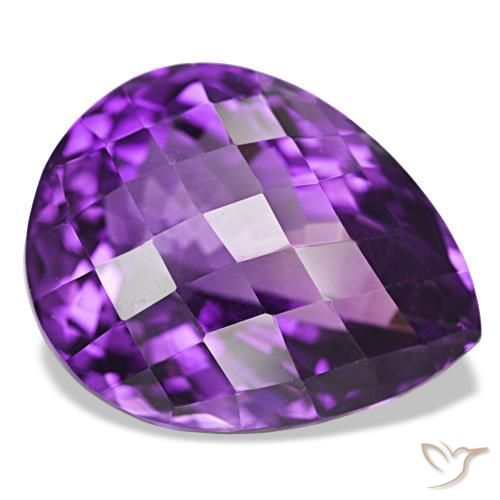 Amatista Violeta medio natural de 39.01 ct, En forma de pera, VVS-VS