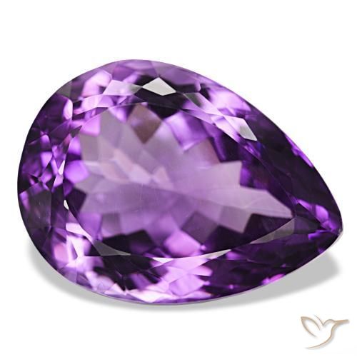 Amatista Violeta medio natural de 34.18 ct, En forma de pera, VVS