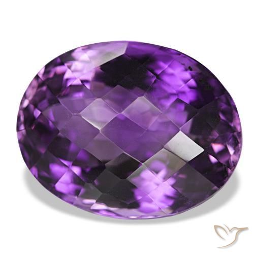 Amatista Violeta oscuro natural de 34.20 ct, Corte Óvalo, VVS-VS