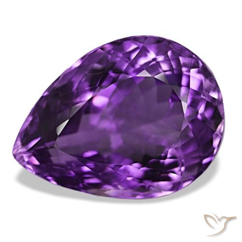 Amatista Violeta medio natural de 30.80 ct, En forma de pera, VVS