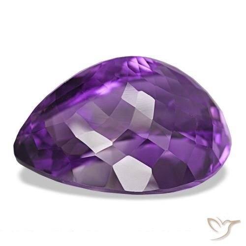 Amatista Violeta medio natural de 30.80 ct, En forma de pera, VVS