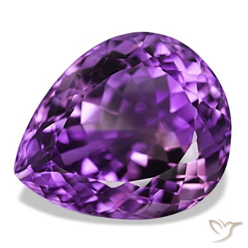 Amatista Medium Dark-Violet natural de 32.61 ct, En forma de pera, VVS