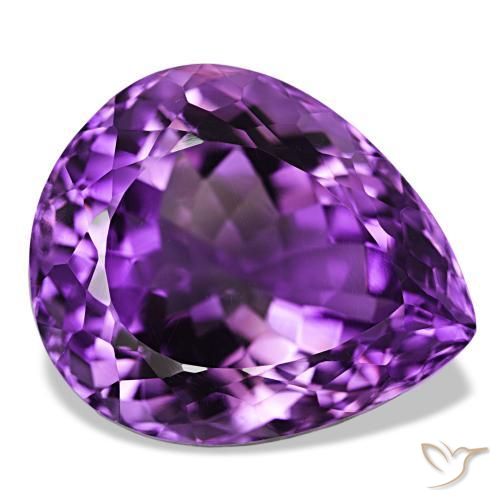 Amatista Medium Dark-Violet natural de 32.61 ct, En forma de pera, VVS