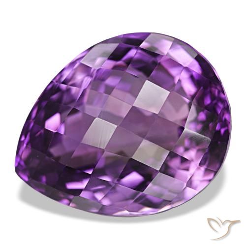 Amatista Violeta púrpura intenso natural de 34.04 ct, En forma de pera, VVS