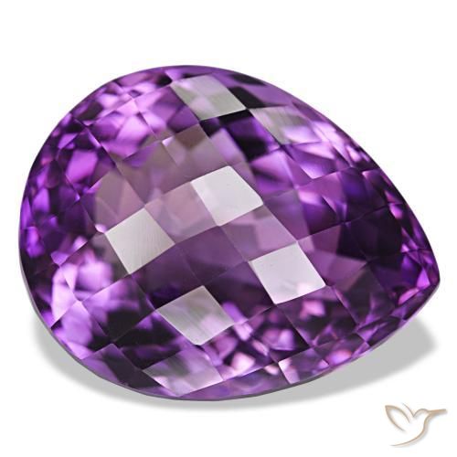 Amatista Violeta púrpura intenso natural de 34.04 ct, En forma de pera, VVS