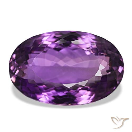 Amatista violeta medio natural de 43,40 ct, corte óvalo, VVS