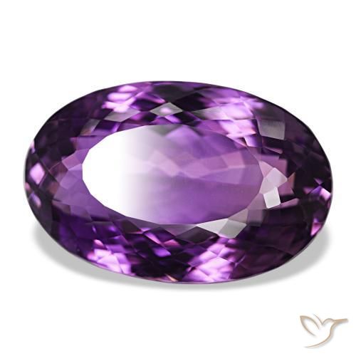 Amatista violeta medio natural de 43,40 ct, corte óvalo, VVS