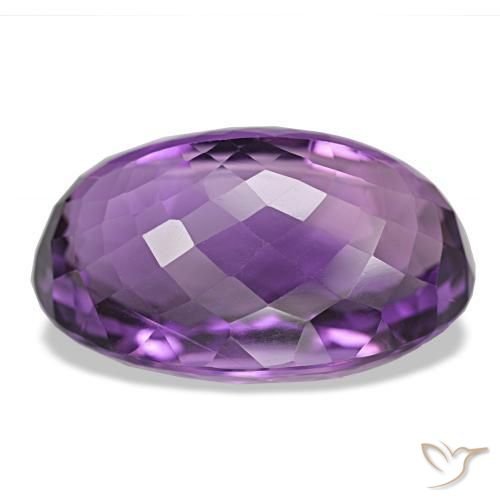 Amatista violeta medio natural de 43,40 ct, corte óvalo, VVS