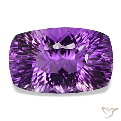 Amatista Violeta púrpura intenso natural de 55,56 ct, Corte Cojín, VVS