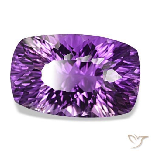 Amatista Violeta púrpura intenso natural de 55,56 ct, Corte Cojín, VVS