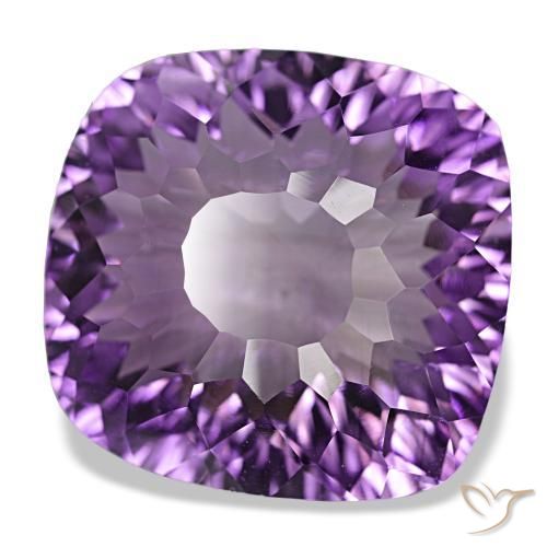 Amatista violeta púrpura intenso natural de 29,07 ct, corte cojín, VVS