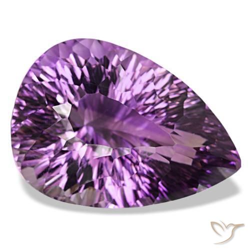 Amatista Violeta medio natural de 63,67 ct, En forma de pera, VS