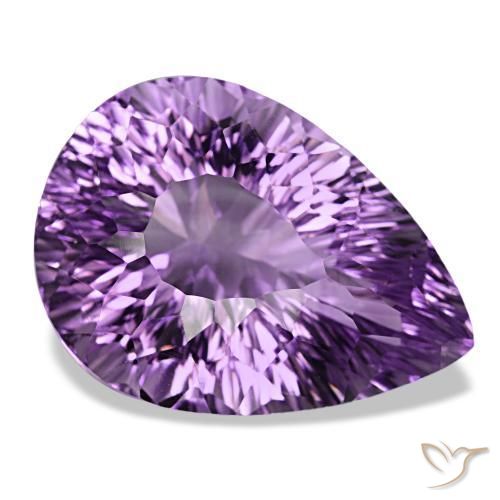 Amatista violeta natural de 52,30 ct, en forma de pera, VVS-VS
