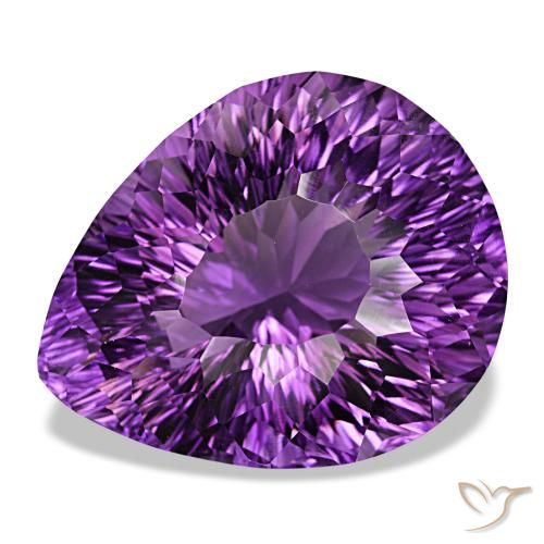 Amatista violeta rosado vívido natural de 51,65 ct, en forma de pera, VVS