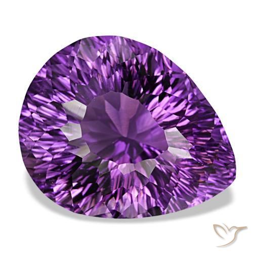 Amatista violeta rosado vívido natural de 51,65 ct, en forma de pera, VVS