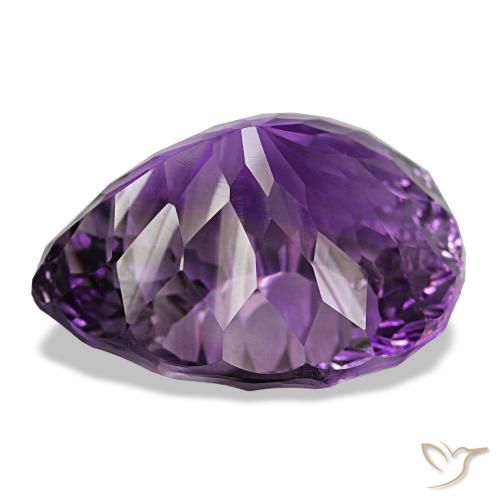 Amatista violeta rosado vívido natural de 51,65 ct, en forma de pera, VVS