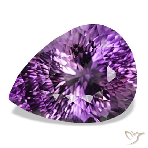 Amatista violeta rosado intenso natural de 58,64 ct, en forma de pera, VVS