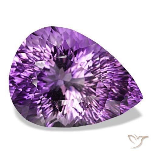 Amatista violeta rosado intenso natural de 58,64 ct, en forma de pera, VVS