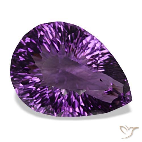 Amatista violeta rojizo natural de 79,49 ct, en forma de pera, VVS