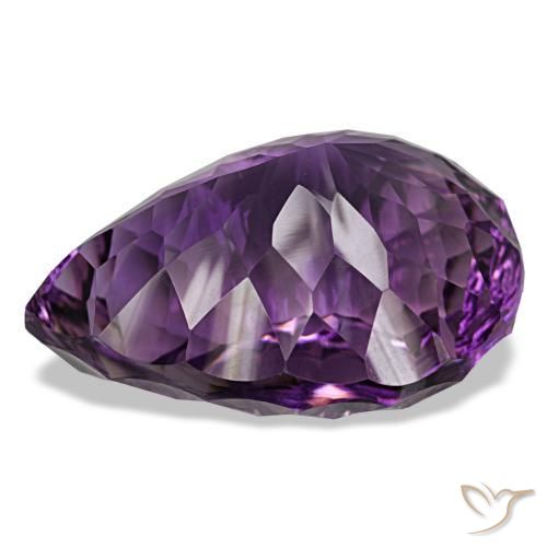 Amatista violeta rojizo natural de 79,49 ct, en forma de pera, VVS